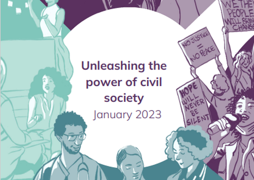Illustration of front cover of the final report - Unleashing the power of civil society